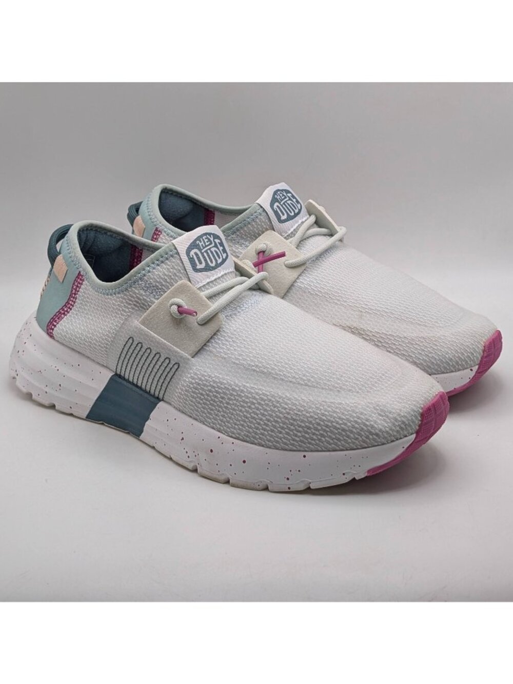 Hey Dude Sirocco Active White Gray Blue Purple Sneakers Women's Size 7 W Comfort